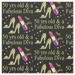 GORGEOUS GOLD 50TH BIRTHDAY DIVA DESIGN FABRIC