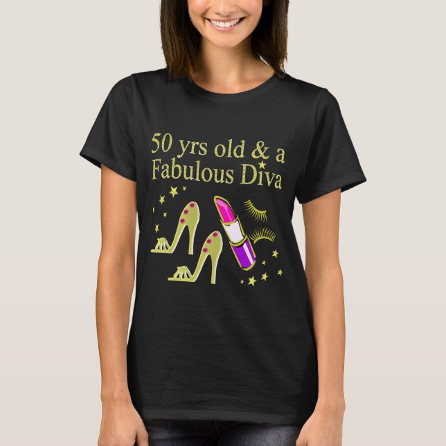 GORGEOUS GOLD 50TH BIRTHDAY DIVA DESIGN T-Shirt (Front)