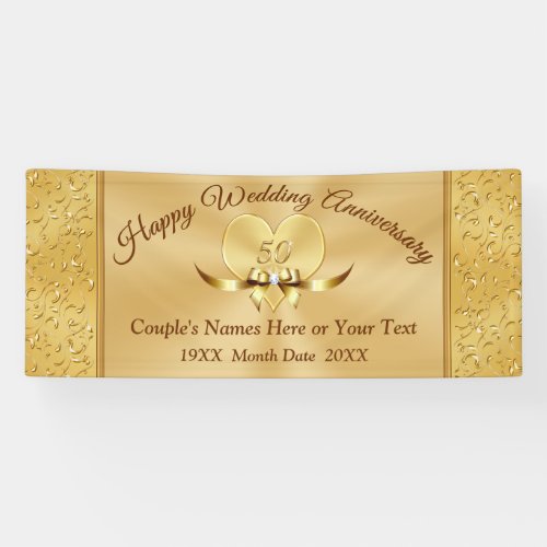 Gorgeous Gold 50th Wedding Anniversary Banners