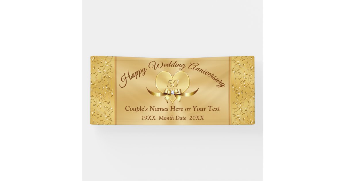 Gold 50th Wedding Anniversary Banners Zazzle