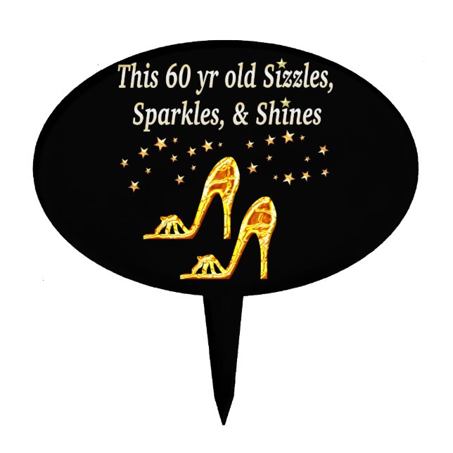 GORGEOUS GOLD 60TH BIRTHDAY CAKE TOPPER (Front)