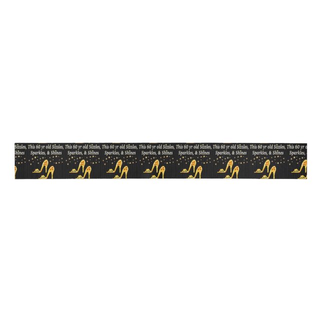 GORGEOUS GOLD 60TH BIRTHDAY GROSGRAIN RIBBON (Front)