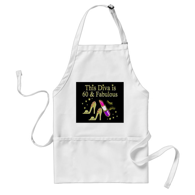 GORGEOUS GOLD 60TH BIRTHDAY HIGH HEEL DESIGN ADULT APRON (Front)