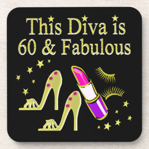 GORGEOUS GOLD 60TH BIRTHDAY HIGH HEEL DESIGN DRINK COASTER