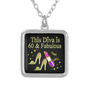 GORGEOUS GOLD 60TH BIRTHDAY HIGH HEEL DESIGN SILVER PLATED NECKLACE