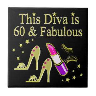 GORGEOUS GOLD 60TH BIRTHDAY HIGH HEEL DESIGN TILE