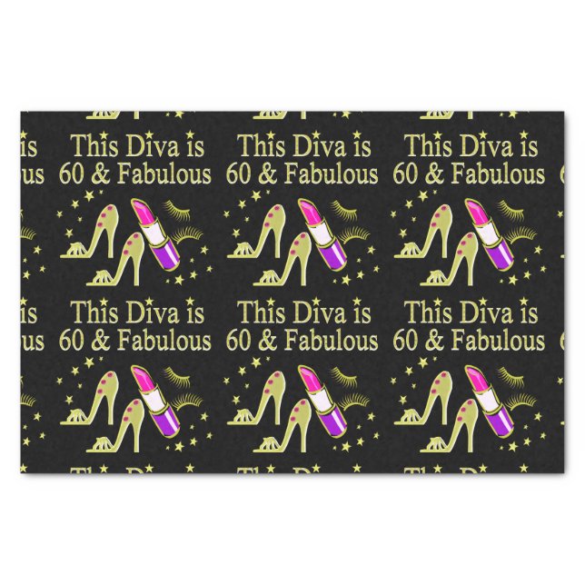 GORGEOUS GOLD 60TH BIRTHDAY HIGH HEEL DESIGN TISSUE PAPER (Front)