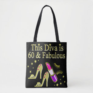 GORGEOUS GOLD 60TH BIRTHDAY HIGH HEEL DESIGN TOTE BAG