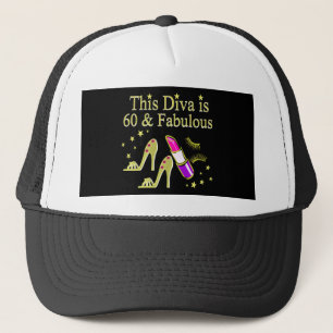 GORGEOUS GOLD 60TH BIRTHDAY HIGH HEEL DESIGN TRUCKER HAT