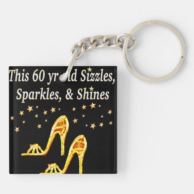 GORGEOUS GOLD 60TH BIRTHDAY KEYCHAIN (Back)