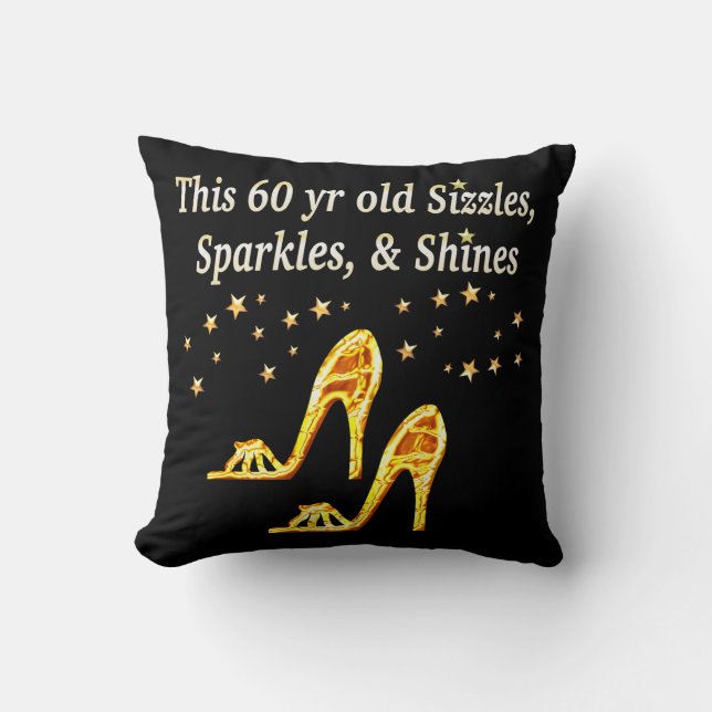 GORGEOUS GOLD 60TH BIRTHDAY THROW PILLOW (Front)