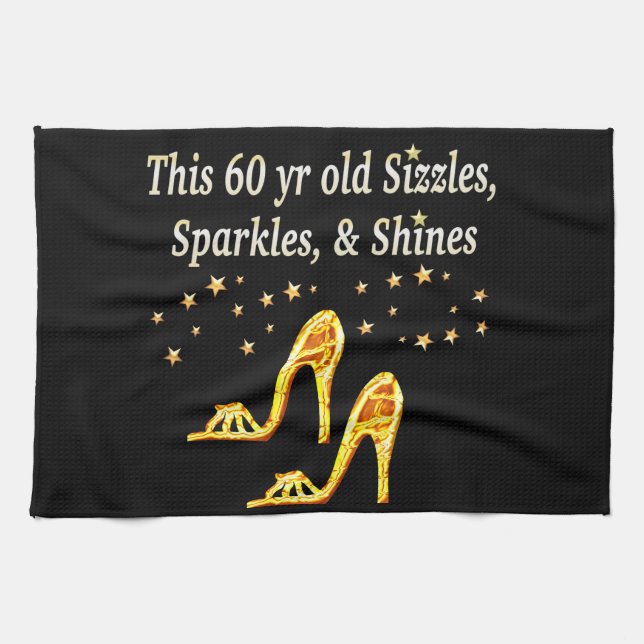 GORGEOUS GOLD 60TH BIRTHDAY TOWEL (Horizontal)