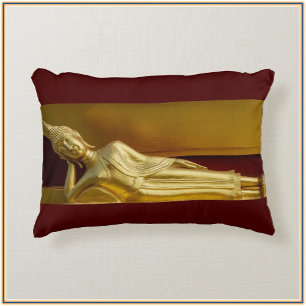 Gorgeous Gold and Dark Red Reclining Buddha  Accent Pillow