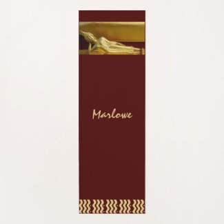 Gorgeous Gold and Dark Red Reclining Buddha Yoga Mat