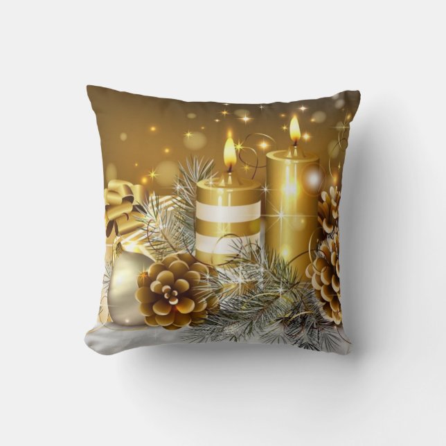 Gorgeous Gold Christmas Cards, Gifts Throw Pillow (Front)