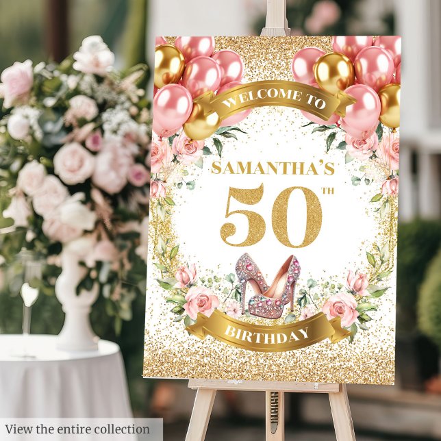 Gorgeous Gold Glitter 50th Birthday Poster Sign (Gorgeous Gold Glitter 50th Birthday Poster Sign)
