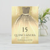 Gorgeous Gold Mermaid Dress Quinceanera Party Invitation (Standing Front)