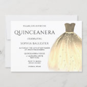 Gorgeous Gold Mermaid Dress Quinceanera Party Invitation (Back)