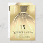 Gorgeous Gold Mermaid Dress Quinceanera Party Invitation (Front/Back)