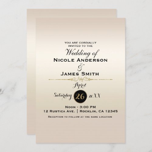 Gorgeous Gold Pearl Shimmer  Shine Classy Wedding Invitation