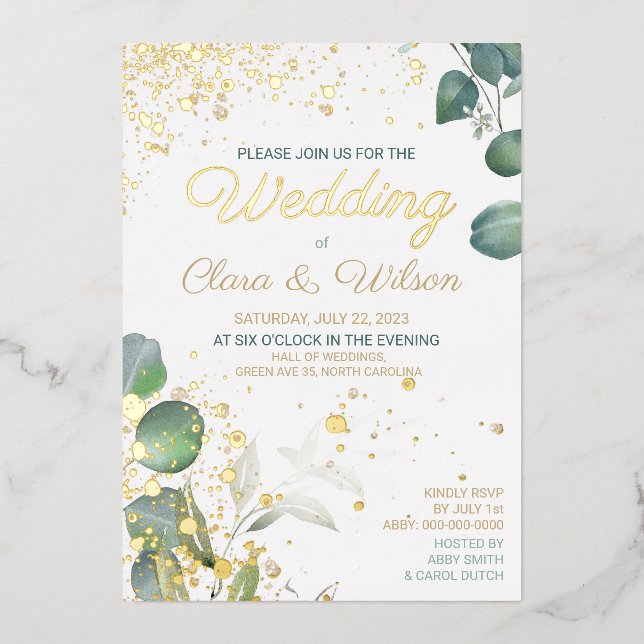 GORGEOUS GOLD WEDDING  FOIL INVITATION (Front)