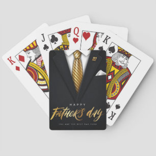 Gorgeous Gold White Black Happy Father's Day Poker Cards