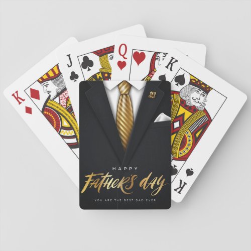 Gorgeous Gold White Black Happy Fathers Day Poker Cards