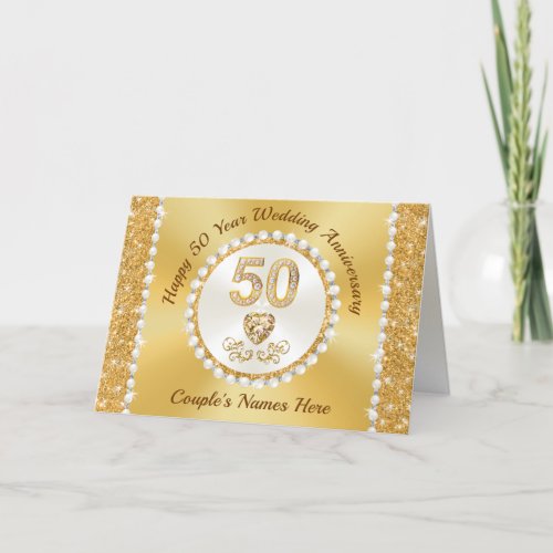 Gorgeous Golden Happy 50 Year Anniversary Cards