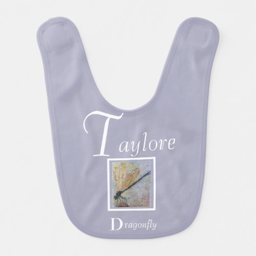 Gorgeous Golden Winged Dragonfly Baby Bib