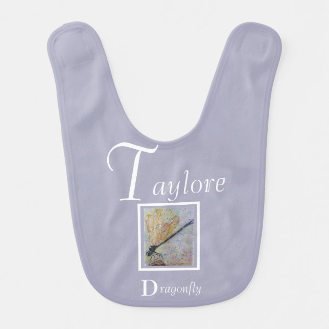 Gorgeous Golden Winged Dragonfly Baby Bib (Front)