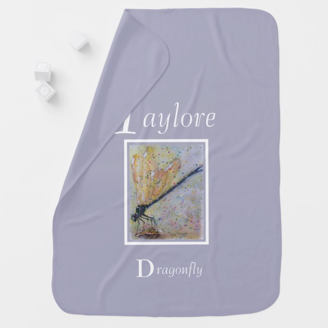 Gorgeous Golden Winged Dragonfly Baby Blanket (In Situ)