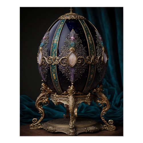 Gorgeous Gothic Egg With Gems In Faberge Style Poster