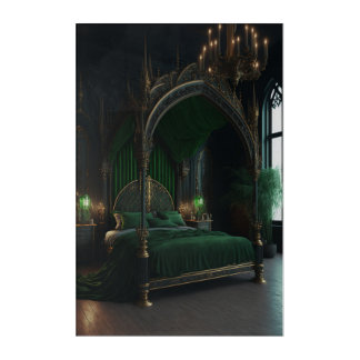 Gorgeous Gothic Interior Design In Emerald Green. Acrylic Print