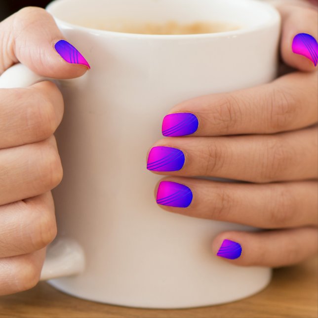 Gorgeous Gradient Ombre Modern Three Stripes Minx Nail Art (Insitu - Mug)
