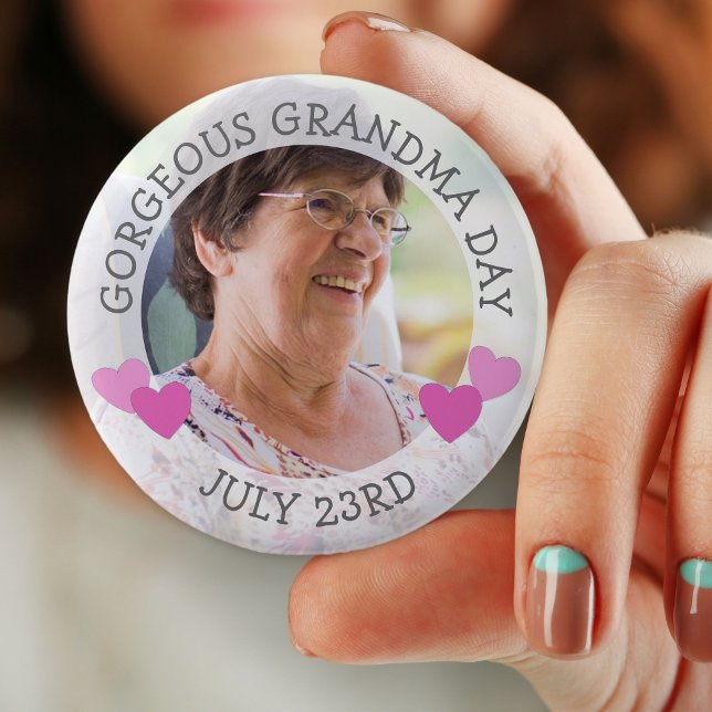 Gorgeous Grandma Day July 23 Personalized Button (Creator Uploaded)