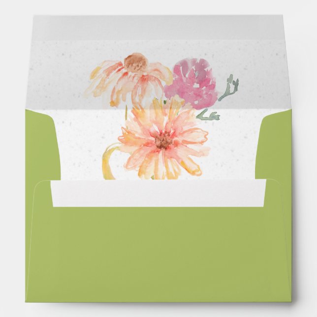 Gorgeous Grass Green - Floral Pattern Inside Lined Envelope (Back (Bottom))