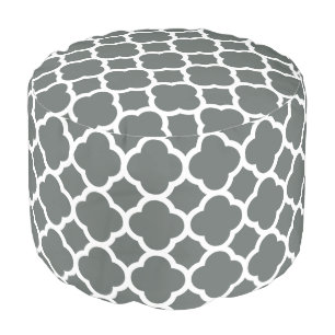 Gorgeous Gray and White Quatrefoil Pattern Pouf