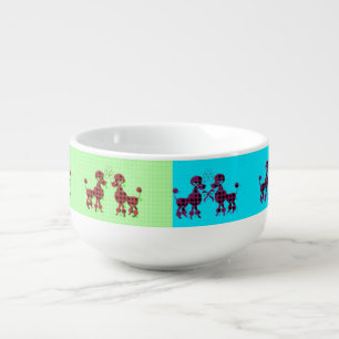 Gorgeous Green and Blue Pop art Poodles Soup Mug