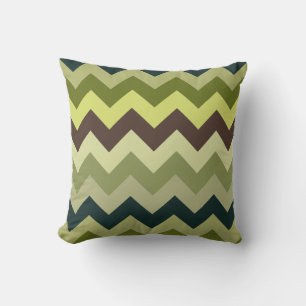 Gorgeous Green and Brown Chevron Pattern Throw Pillow