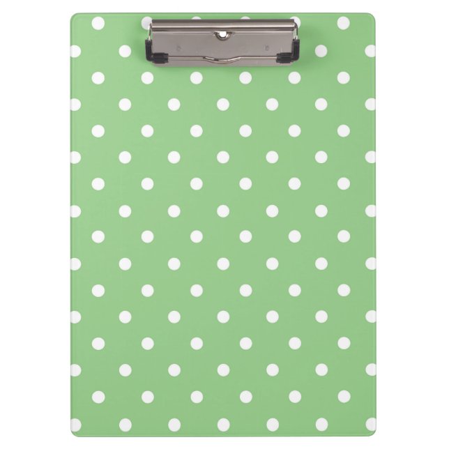 Gorgeous Green and White Polka dots Clipboard (Front)