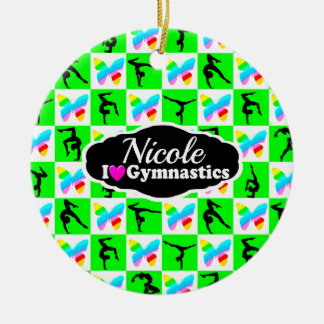 GORGEOUS GREEN BUTTERFLY GYMNAST DESIGN CERAMIC ORNAMENT