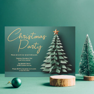 Gorgeous Green Gold Christmas Tree Holiday Party Magnetic Invitation