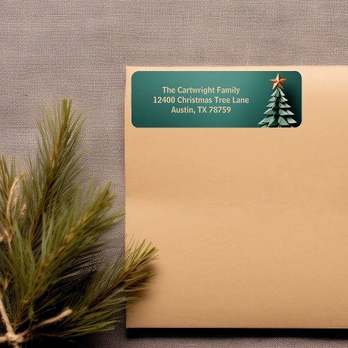 Gorgeous Green Gold Christmas Tree Return Address Label