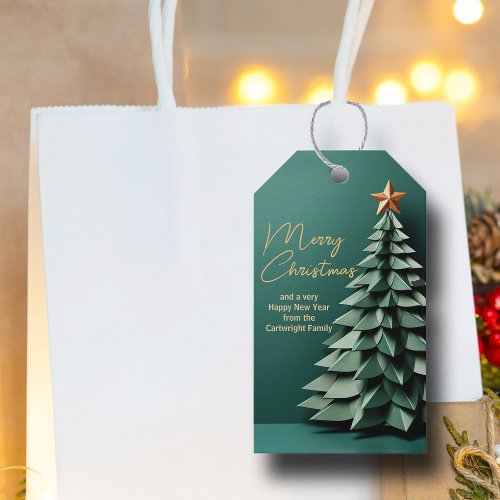 Gorgeous Green Gold Custom Christmas Party Tree Gift Tags