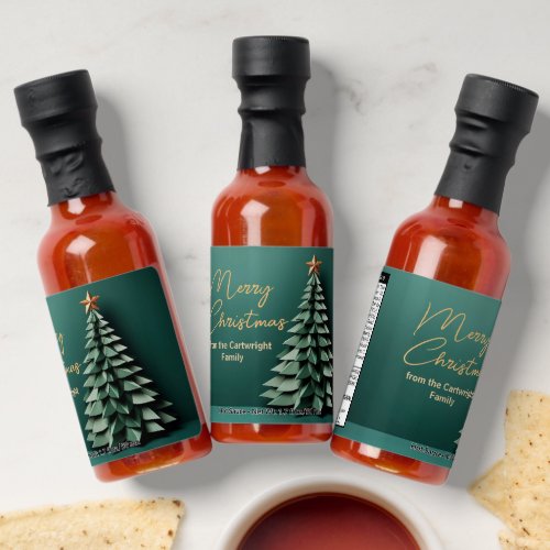 Gorgeous Green Gold Merry Christmas Party Tree Hot Sauces