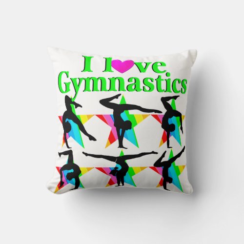 GORGEOUS GREEN I LOVE GYMNASTICS DESIGN THROW PILLOW