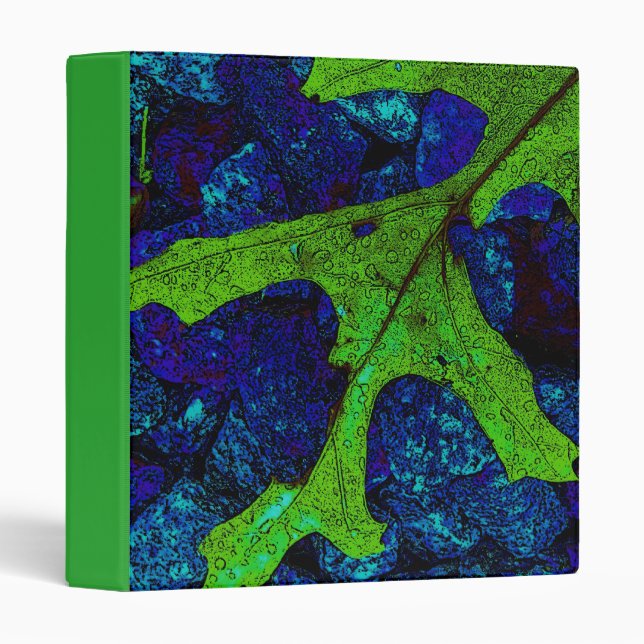 Gorgeous Green Leaf Blue Rocks 3 Ring Binder (Front/Spine)