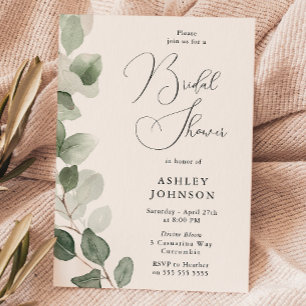 Gorgeous Green Leaves Modern Bridal Shower Invitation