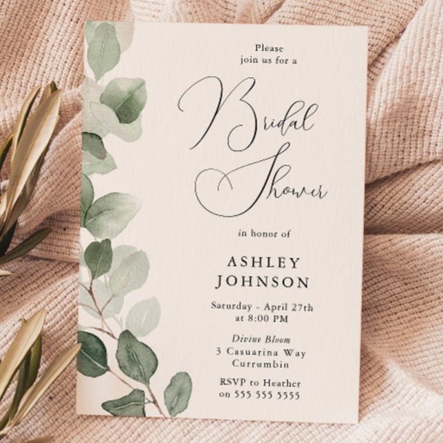Gorgeous Green Leaves Modern Bridal Shower Invitation (Creator Uploaded)