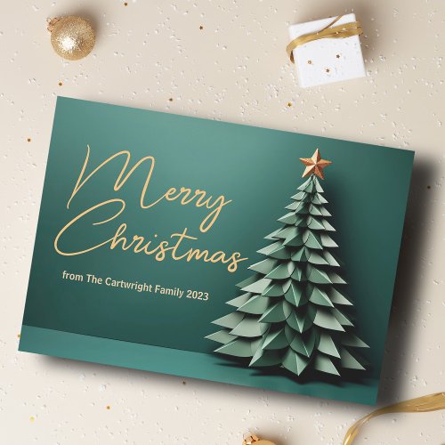 Gorgeous Green Merry Christmas Tree Custom Holiday Card
